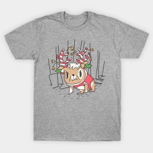 Angry Reindeer Dog In Christmas Decor T-Shirt